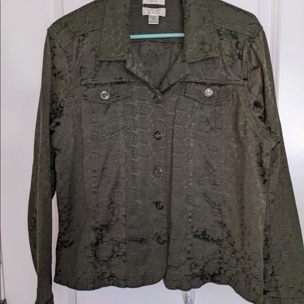 Christopher & Banks Olive Green Shirt Women's Size XL